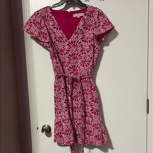 LOFT Pink and White Floral eyelet dress